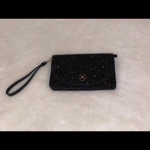 BNWT Kate Spade Black Glitter odette wristlet - Picture 2 of 6